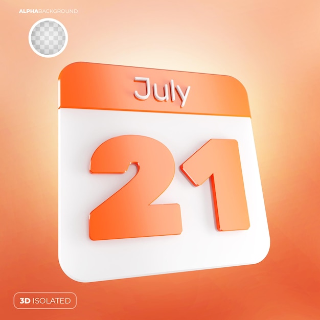 PSD calendrier 21 juillet 3d psd premium