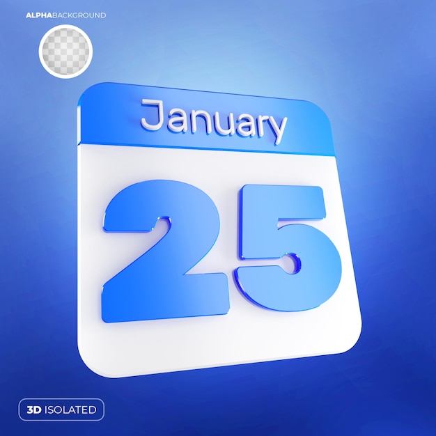 Calendrier 25 Janvier 3d Psd Premium