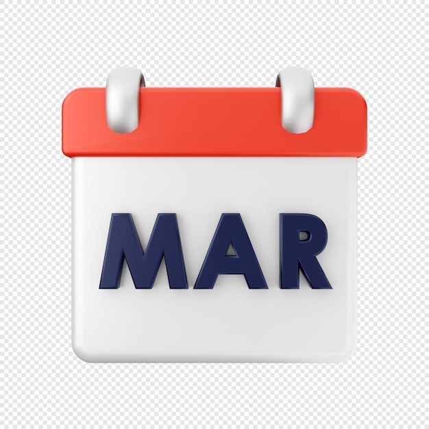 Calendrier 3D Illustration de l'icône de mars