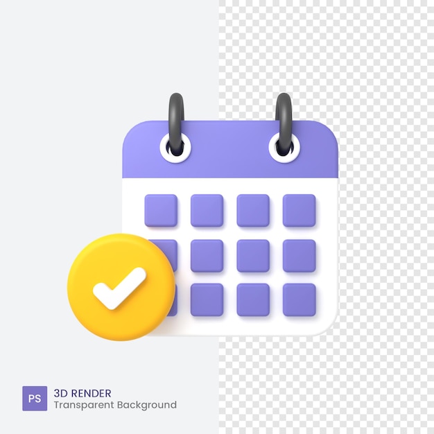 Calendrier 3D pour le calendrier mensuel avec liste de contrôle du plan d'événements