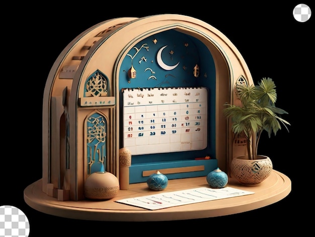 PSD calendrier 3d spécifique à la mosquée modal png transparent