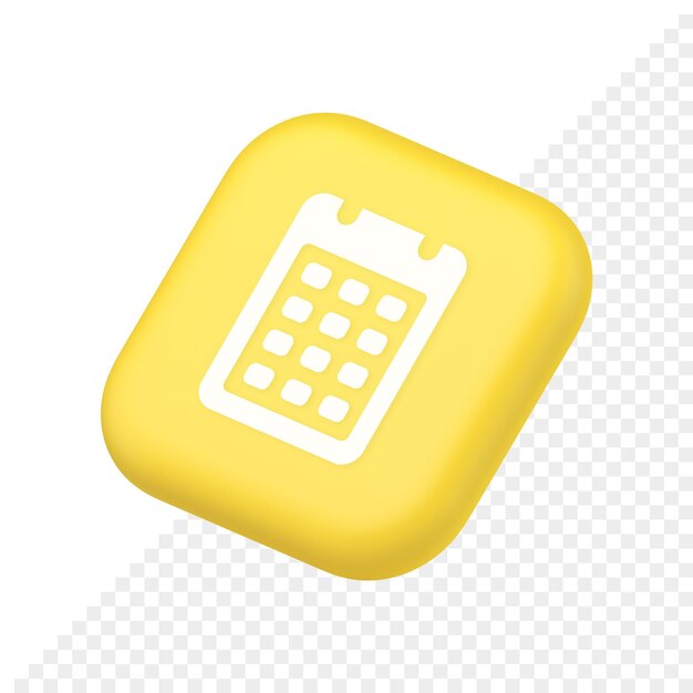 Calendrier application web bouton conception ordre du jour réunion date limite gestion du temps symbole site web icône rendu 3d