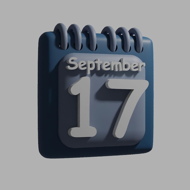 PSD un calendrier bleu avec la date du 17 septembre dessus