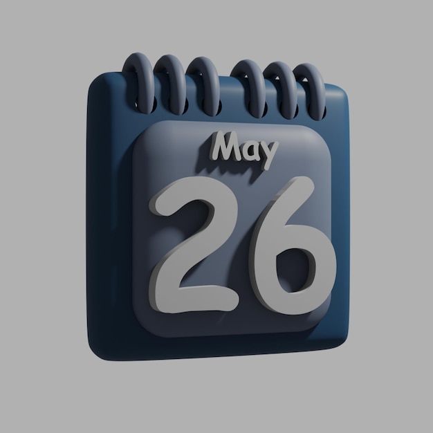 Un Calendrier Bleu Avec La Date Du 26 Mai Dessus.