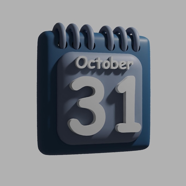 PSD un calendrier bleu avec la date du 31 octobre.