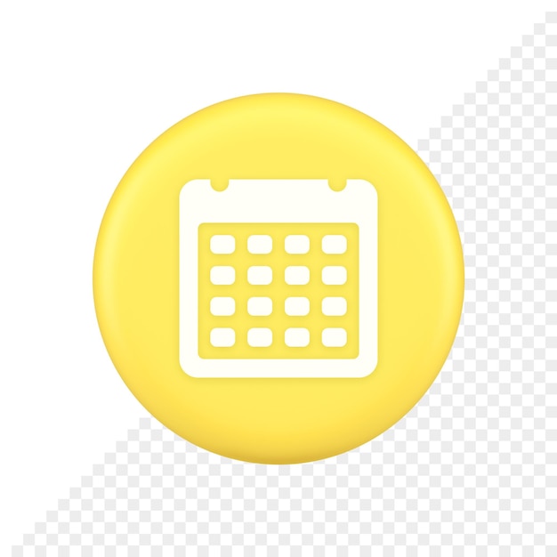 Calendrier calendrier bouton agenda événement rappel de rendez-vous icône de l'application 3d