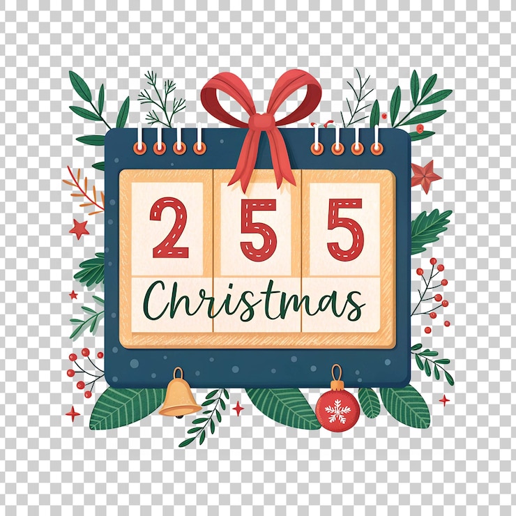 PSD un calendrier de compte à rebours festif avec des chiffres