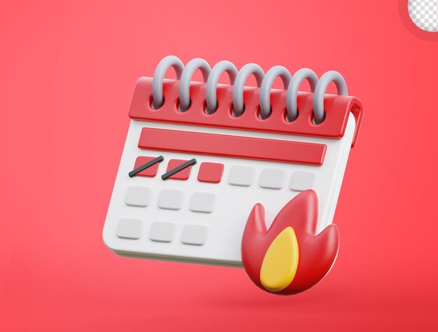 PSD calendrier, date limite, 3d, icône, illustration