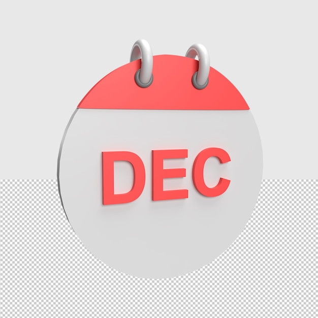 PSD calendrier de décembre 3d illustration de l'objet rendu
