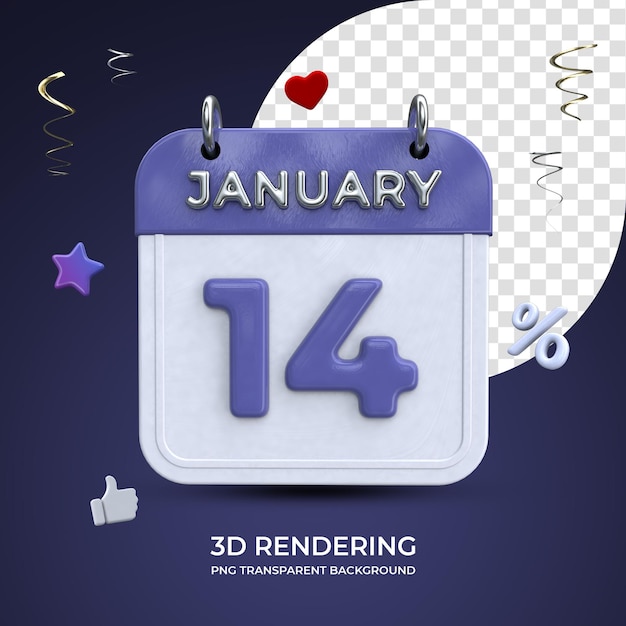 Calendrier Du 14 Janvier Rendu 3d