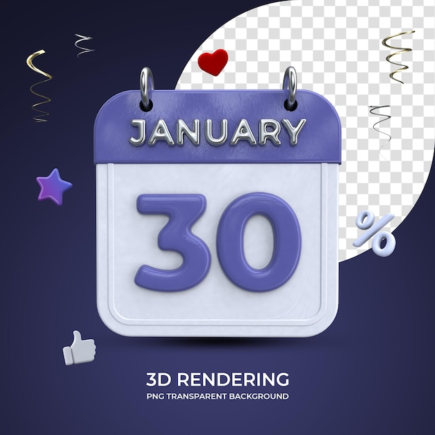 Calendrier Du 30 Janvier Rendu 3d