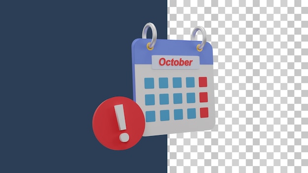 calendrier du mois d'octobre 3d