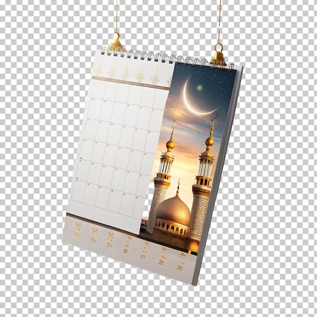 PSD calendrier islamique en gradient sur fond transparent