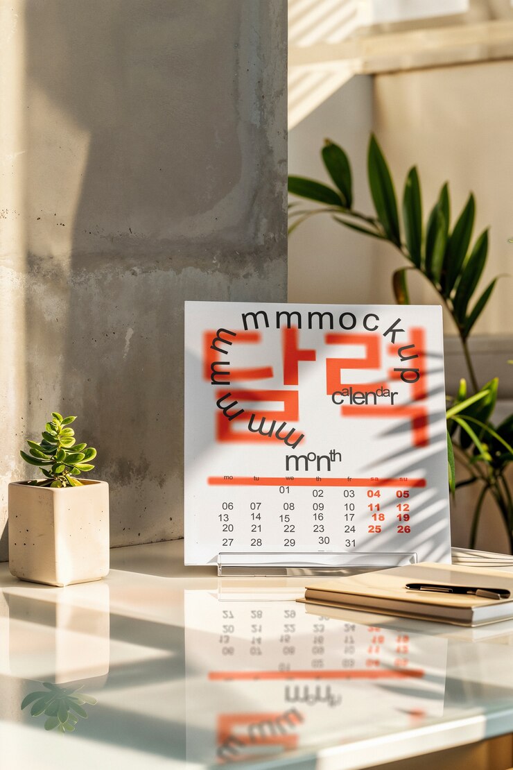 PSD calendrier sur maquette murale