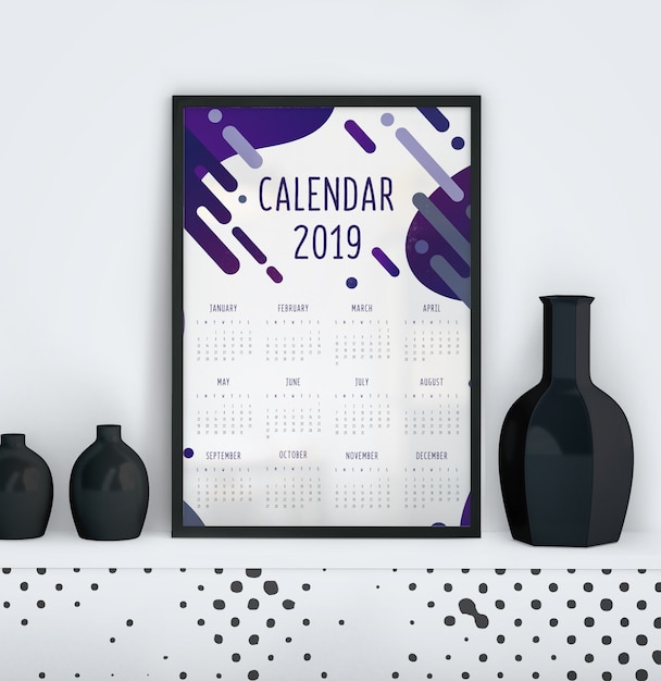 PSD calendrier avec modèle d'effet liquide