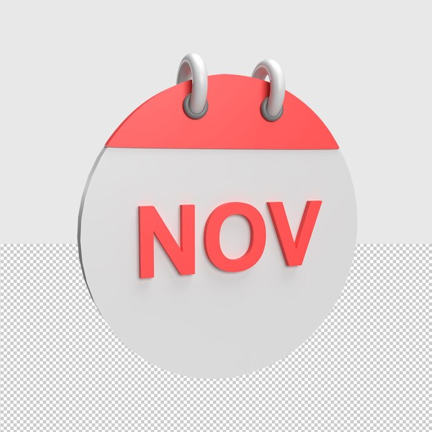 Calendrier De Novembre 3d Illustration De L'objet Rendu