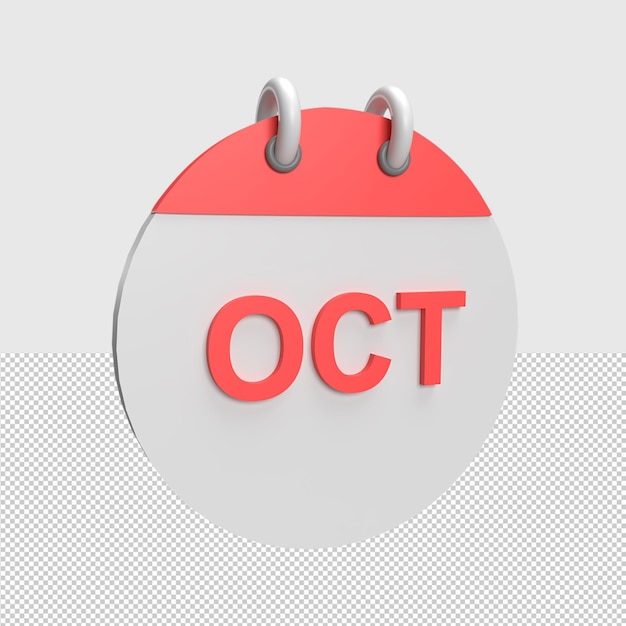 PSD calendrier d'octobre 3d illustration d'objet rendu