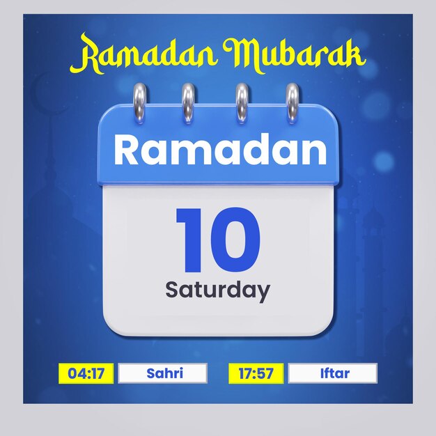 Calendrier De Rappel Du Ramadan Sahri Et De L'iftar