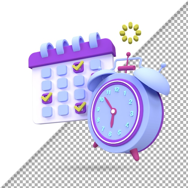 Calendrier et rappel illustration arrière-plan icône de rendu 3D pour le concept d'idée d'entreprise