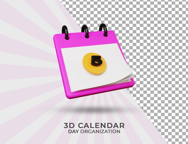 calendrier de rendu 3d pour la date et le jour de l'organisation 05