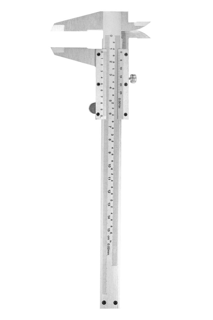 PSD calibre de vernier aberto 1 centímetro em fundo em branco