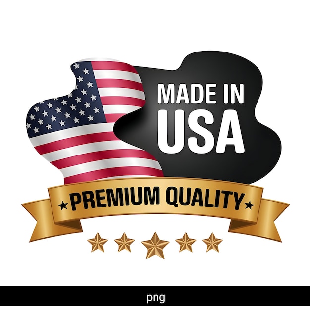 Calidad premium hecha en los EE.UU. Insignia con bandera estadounidense