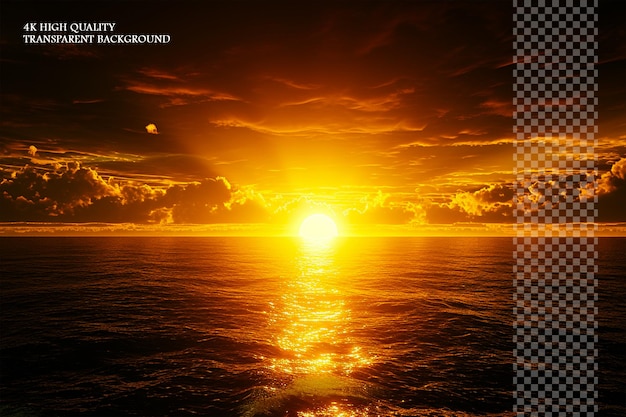El cálido resplandor dorado de una puesta de sol proyectando una m en un fondo transparente
