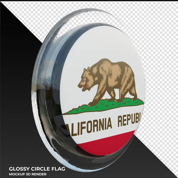 California0003 Drapeau De Cercle Brillant Texturé 3d Réaliste