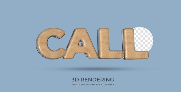 Call Text Style 3d rendering transparent background