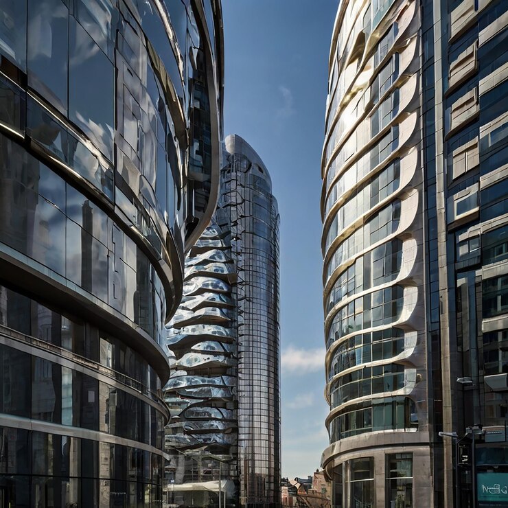 PSD una calle de la ciudad con un edificio que dice "londres"