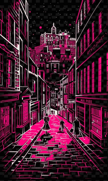 PSD una calle de la ciudad rosa con una luz roja en la parte inferior