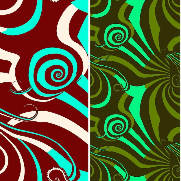 Calmar avec silhouette en spirale Design minimal abstrait et modèles vectoriels de nature radicale