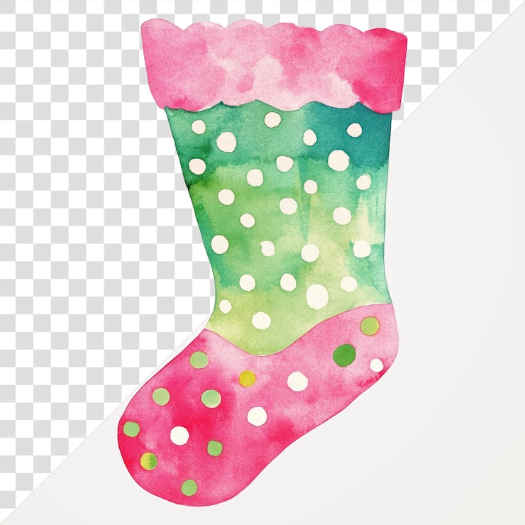 PSD calza de navidad de png acuarela de navidad verde