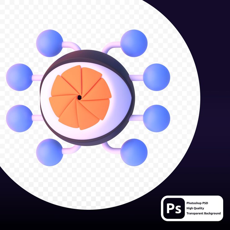 PSD cam eye en render 3d para presentación web de activos gráficos u otros