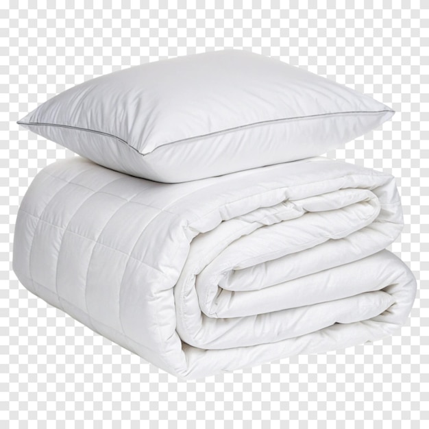 Cama branca vista completa isolada em fundo branco transparente