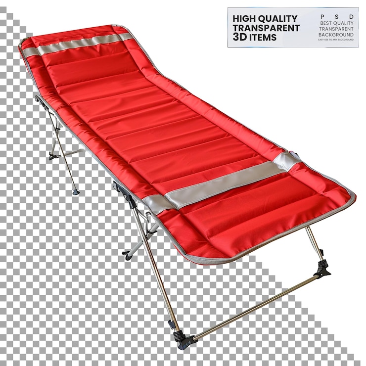 PSD cama de campamento plegable cama de camping plegable para el fondo transparente