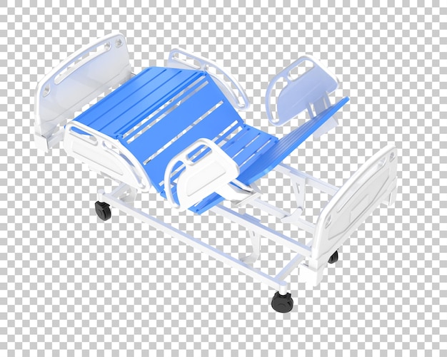 Cama de hospital isolada na ilustração de renderização 3d de fundo transparente