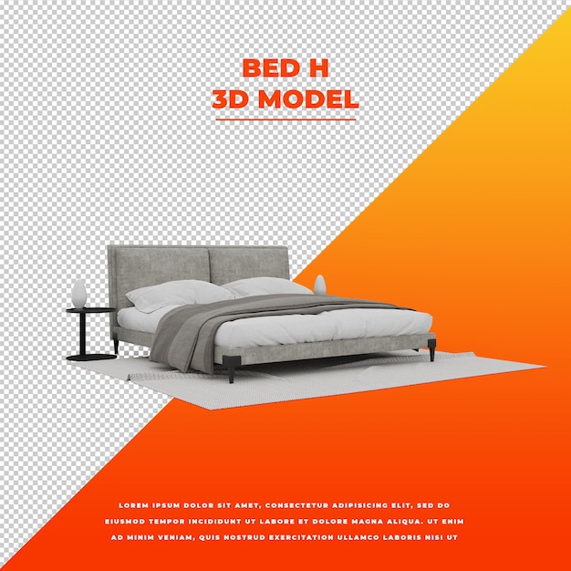 PSD cama h 3d modelo aislado