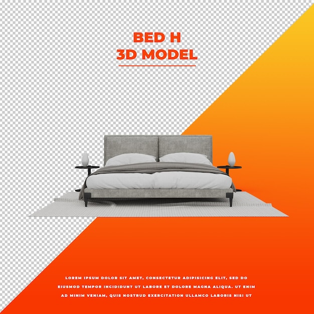 Cama h 3d modelo isolado