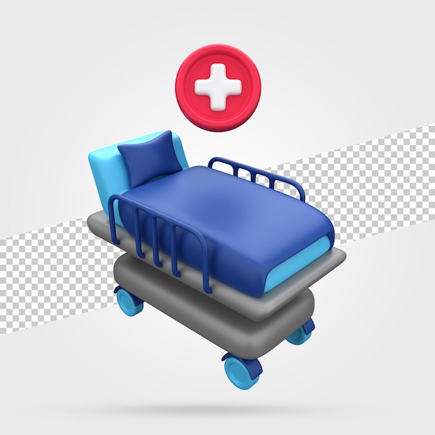 PSD cama de hospital, 3d, render