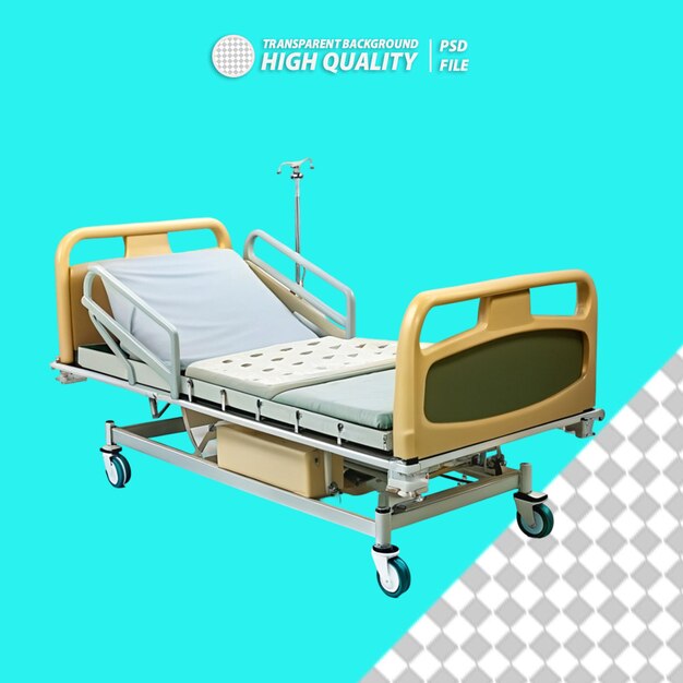PSD cama de hospital estándar sobre un fondo transparente