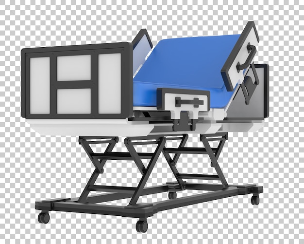 Cama de hospital en la ilustración de representación 3d de fondo transparente