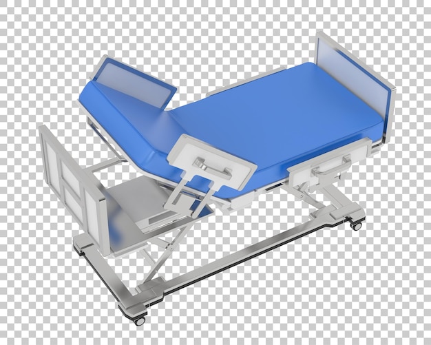 PSD cama de hospital en la ilustración de representación 3d de fondo transparente