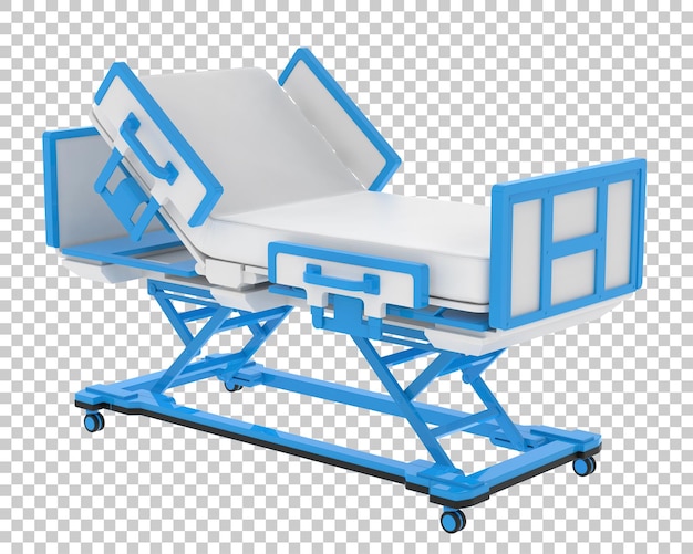 Cama de hospital en la ilustración de representación 3d de fondo transparente
