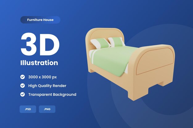 PSD cama ilustração 3d