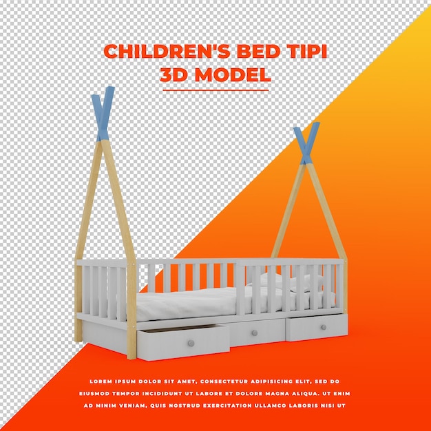 PSD cama infantil tipi modelo aislado