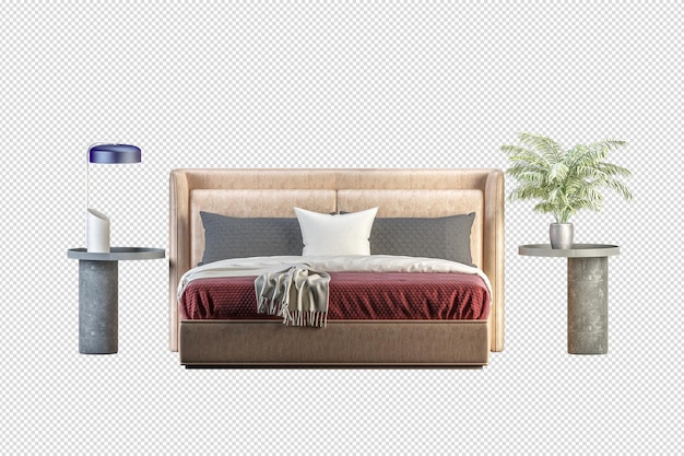 Cama interior renderizado 3d aislado