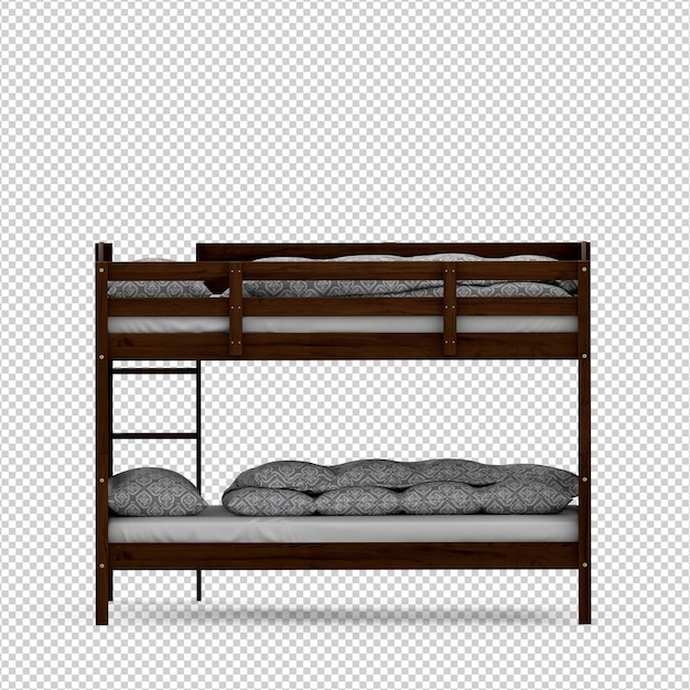 PSD cama isométrica 3d render isolado