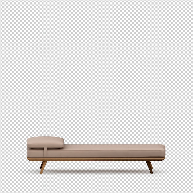 PSD cama isométrica 3d render isolado