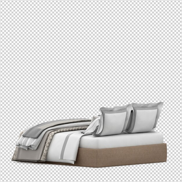 Cama isométrica 3d render isolado